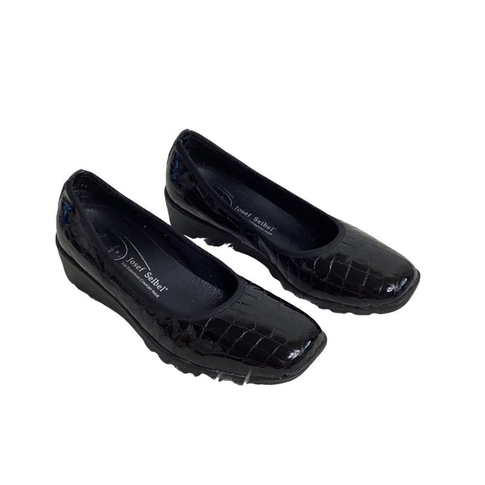 Josef Seibel Bridget Slip-On Shoes – Size 38/7 – Black Crocodile Leather